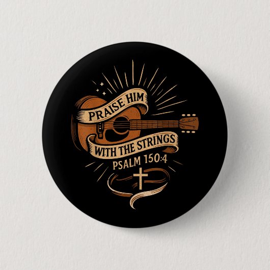 Jesus Acoustic Guitarで彼を褒める 缶バッジ (正面)