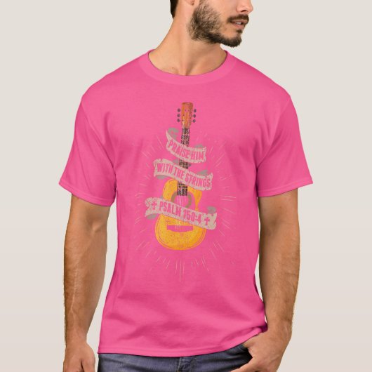 Jesus Acoustic Guitarで彼を褒める Tシャツ (正面)