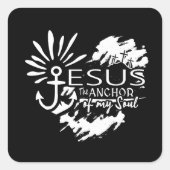Jesus Anchor of My Soul – Heart Cross スクエアシール (正面)