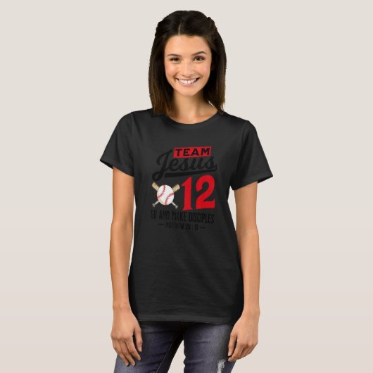 Jesus and Baseball Team Jesus Christian Matthew 28 Tシャツ (正面フル)