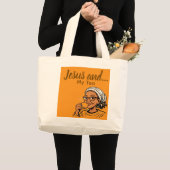Jesus and My Tea ラージトートバッグ (正面(商品))