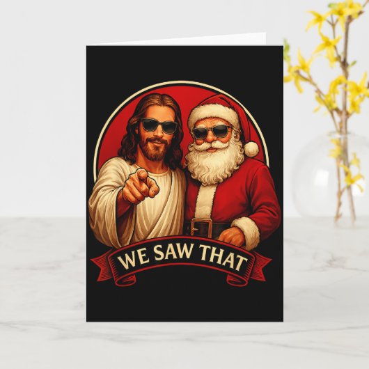Jesus And Santa Claus We Saw That Funny Meme  カード (黄色い花)