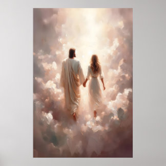 Jesus and Woman Jesus Holding Hands Woman Jesus  ポスター