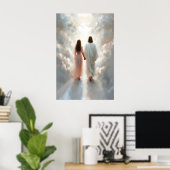 Jesus and Woman Jesus Holding Hands Woman Jesus ポスター (ホームオフィス)