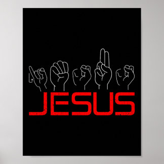 Jesus Asl American Sign Language Christian Deaf Aw ポスター