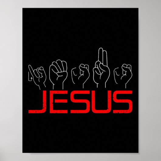 Jesus Asl American Sign Language Christian Deaf Aw ポスター (正面)