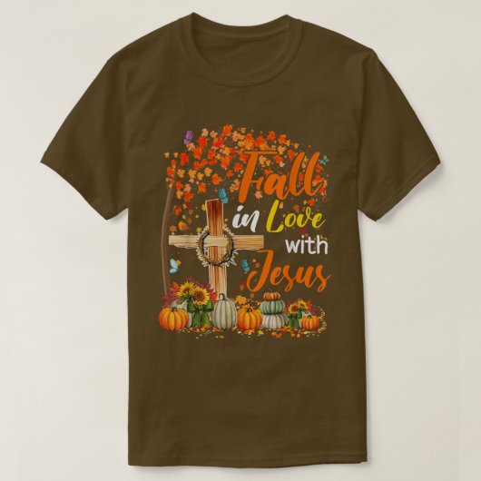 Jesus Autumn Fall In Love With Jesus Christian Cro Tシャツ (デザイン正面)