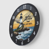Jesus Be Still Coastal Lighthouse ラージ壁時計 (傾斜)
