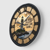 Jesus Be Still Lighthouse ラージ壁時計 (傾斜)