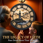 Jesus Be Still Lighthouse ラージ壁時計