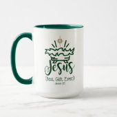 JESUS BEST GIFT EVER Green Scripture Christmas  マグカップ (左)
