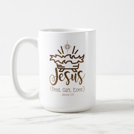 JESUS BEST GIFT EVER Nativity Scripture Christmas  コーヒーマグカップ (左)