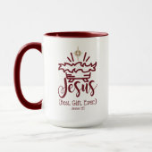 JESUS BEST GIFT EVER Red Scripture Christmas  マグカップ (左)