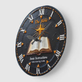 Jesus Bible Roman Numeral Instructions ラージ壁時計 (傾斜)
