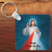 Jesus Blessing Divine Mercy Catholic Verse キーホルダー (正面)