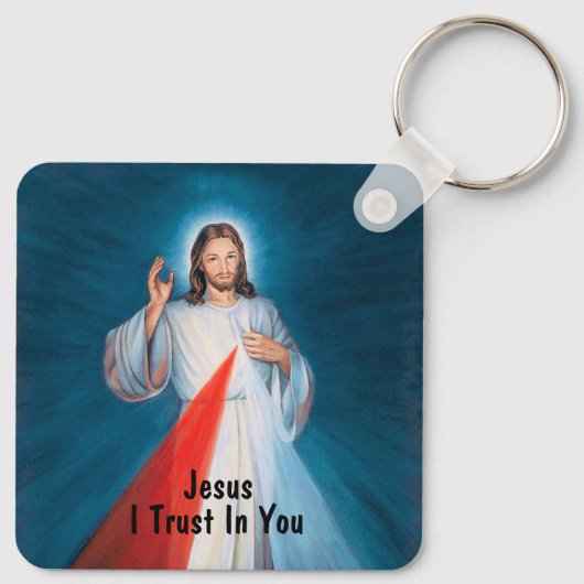 Jesus Blessing Divine Mercy Catholic Verse キーホルダー (裏面)