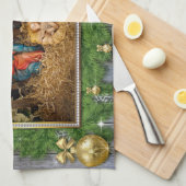 Jesus born manger キッチンタオル (四つ折り)