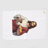 Jesus Bread Wine Vintage Engraving Tee 2 ゴルフタオル (横)
