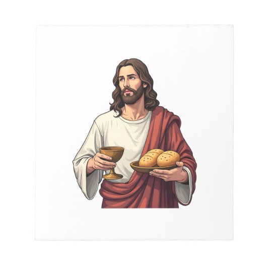 Jesus Bread Wine Vintage Engraving Tee 2 ノートパッド (正面)