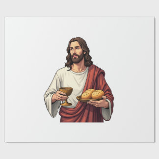 Jesus Bread Wine Vintage Engraving Tee 2 ラッピングペーパー