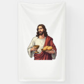 Jesus Bread Wine Vintage Engraving Tee 2 横断幕 (縦)