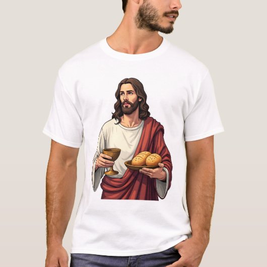 Jesus Bread Wine Vintage Engraving Tee 2 Tシャツ (正面)