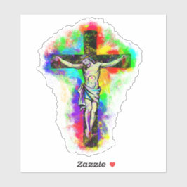Jesus buntes Kreuz シール