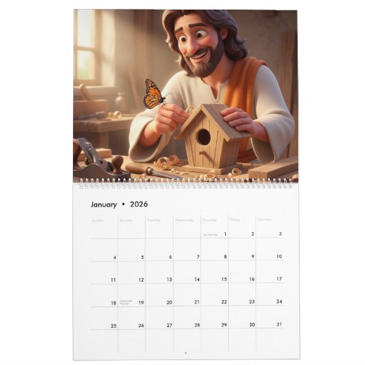 Jesus & Butterflies Calendar カレンダー (1月 2026)