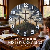 Jesus Calvary Hill Impasto ラージ壁時計