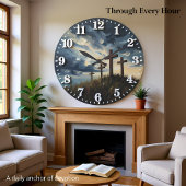 Jesus Calvary Sunset Impasto ラージ壁時計