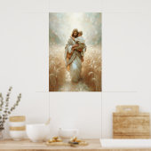 Jesus Carrying Boy Jesus and Child Jesus and Kids  ポスター (キッチン)