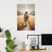 Jesus Carrying Child Jesus and Boy Jesus and Kids  ポスター (ホームオフィス)