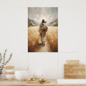 Jesus Carrying Child Jesus and Boy Jesus and Kids  ポスター (キッチン)