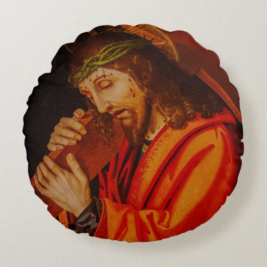 Jesus carrying the cross pillow ラウンドクッション (正面)