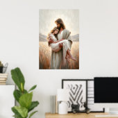Jesus Carrying Woman Jesus Woman LDS Art Jesus ポスター (ホームオフィス)