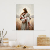 Jesus Carrying Woman Jesus Woman LDS Art Jesus ポスター (キッチン)
