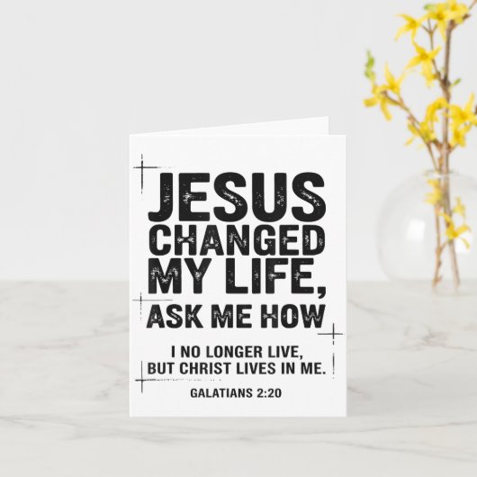 Jesus Changed My Life Ask Me How Christian Bible V カード (黄色い花)