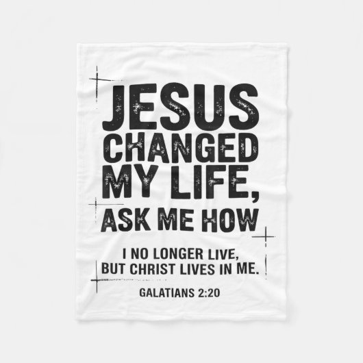 Jesus Changed My Life Ask Me How Christian Bible V フリースブランケット (正面)