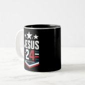 Jesus Christ 2024米国大統領選挙Political ツートーンマグカップ (正面左)