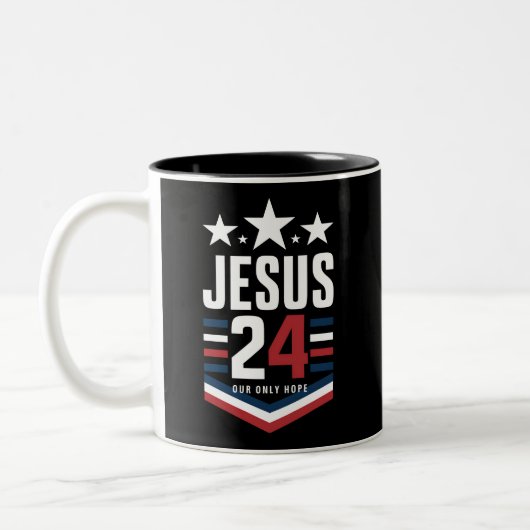 Jesus Christ 2024米国大統領選挙Political ツートーンマグカップ (左)