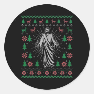 Jesus Christ Christian Ugly Christmas Sweater For ラウンドシール