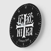 Jesus Christ Conquers Emblem Wall Clock ラージ壁時計 (傾斜)