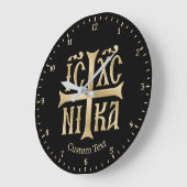 Jesus Christ Conquers Emblem Wall Clock ラージ壁時計 (傾斜)