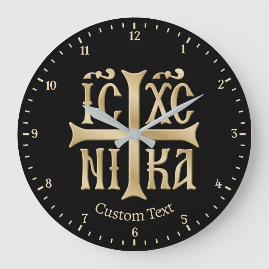 Jesus Christ Conquers Emblem Wall Clock ラージ壁時計 (正面)