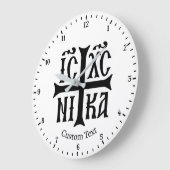 Jesus Christ Conquers Emblem Wall Clock ラージ壁時計 (傾斜)
