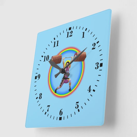 Jesus Christ doing the Clean and Jerk スクエア壁時計 (傾斜)