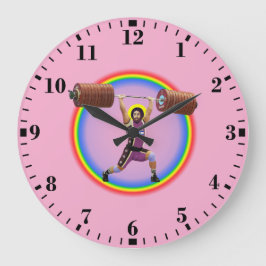 Jesus Christ doing the Clean and Jerk ラージ壁時計