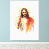 Jesus christ Extending Hands Water color painting キャンバスプリント (インサイチュ (ウッドフロア))