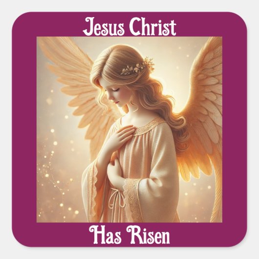 Jesus Christ Has Risen Angel Sticker スクエアシール (正面)