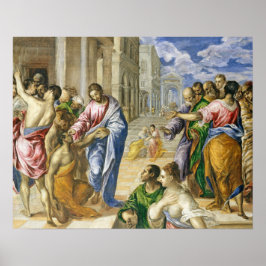 Jesus Christ Healing the Blind Religious Art ポスター